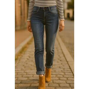 Kut from the Kloth Skinny Jeans Mid-Rise Stretch Medium Wash Cuffed Hem Sz 6